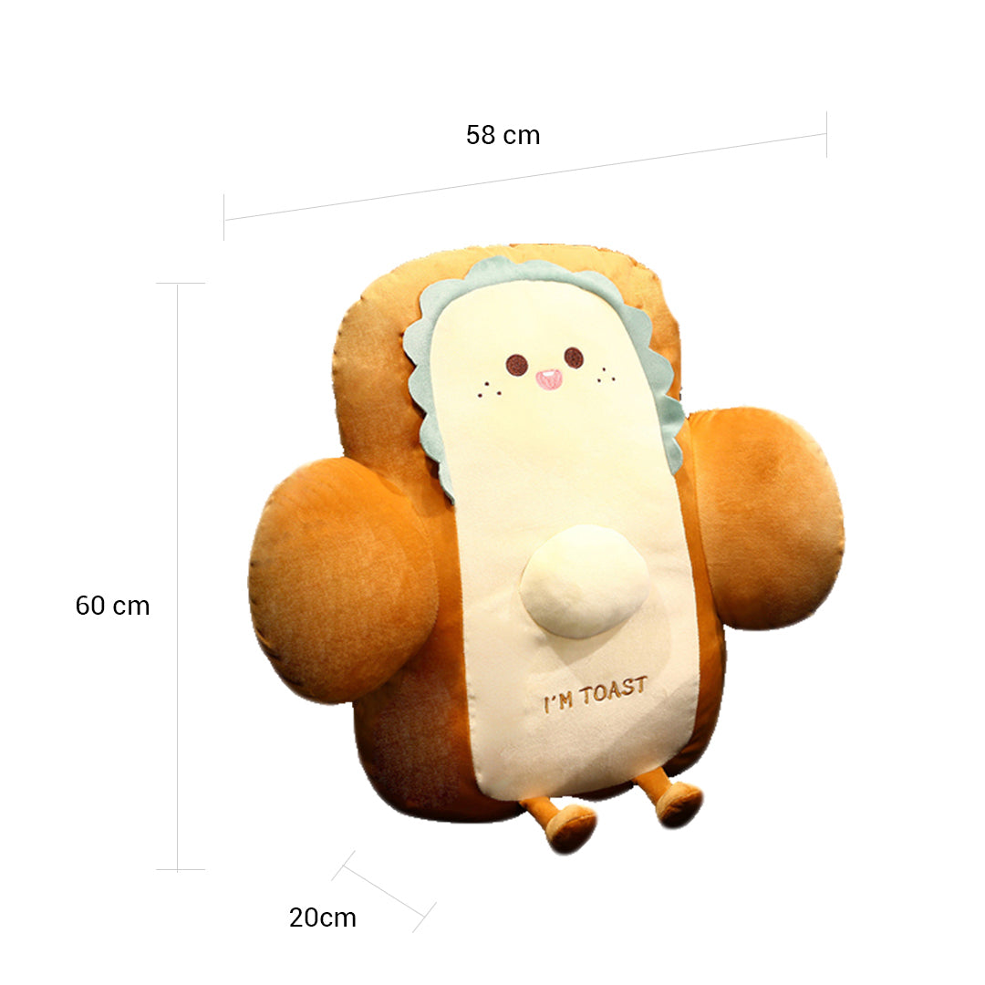 SOGA 2X 58cm Cute Face Toast Bread Cushion Stuffed Car Seat Plush Cartoon Back Support Pillow Home Decor