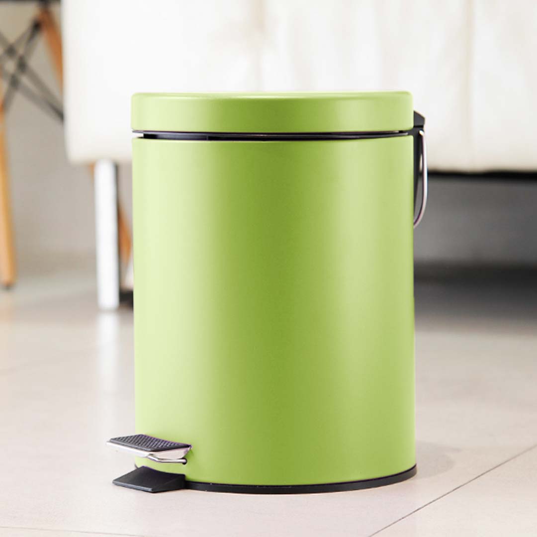 SOGA 4X 7L Foot Pedal Stainless Steel Rubbish Recycling Garbage Waste Trash Bin Round Green