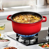 SOGA Cast Iron 22cm Enamel Porcelain Stewpot Casserole Stew Cooking Pot With Lid 2.7L Red