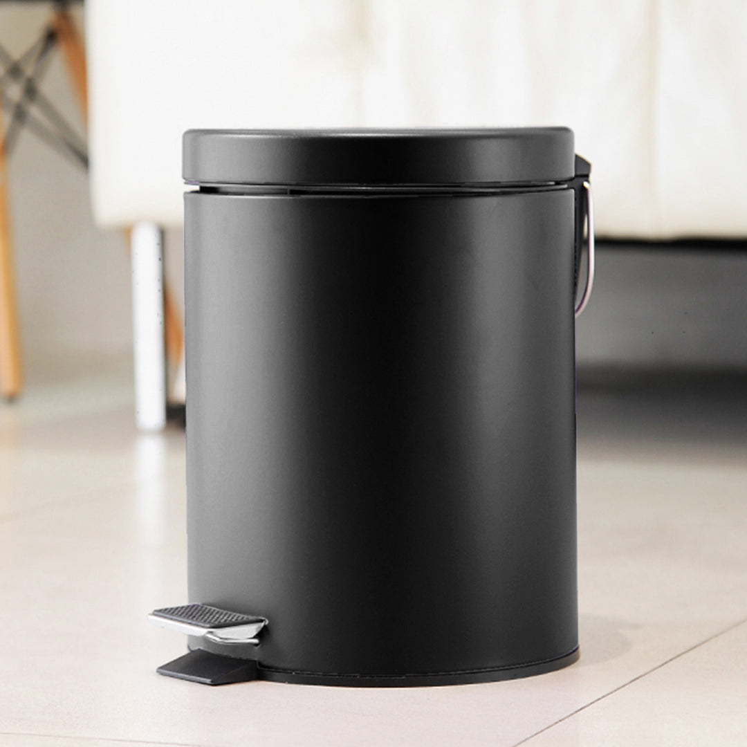 SOGA 2X Foot Pedal Stainless Steel Rubbish Recycling Garbage Waste Trash Bin Round 12L Black