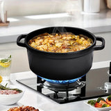 SOGA Cast Iron 24cm Stewpot Casserole Stew Cooking Pot With Lid 3.6L Black