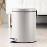 SOGA Foot Pedal Stainless Steel Rubbish Recycling Garbage Waste Trash Bin Round 12L White