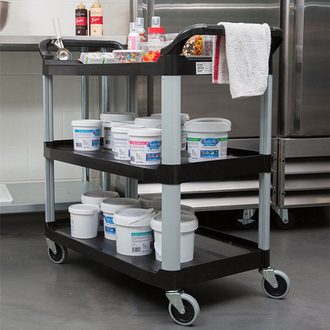 SOGA 2X 3 Tier Food Trolley Food Waste Cart Food Utility Mechanic Kitchen Large