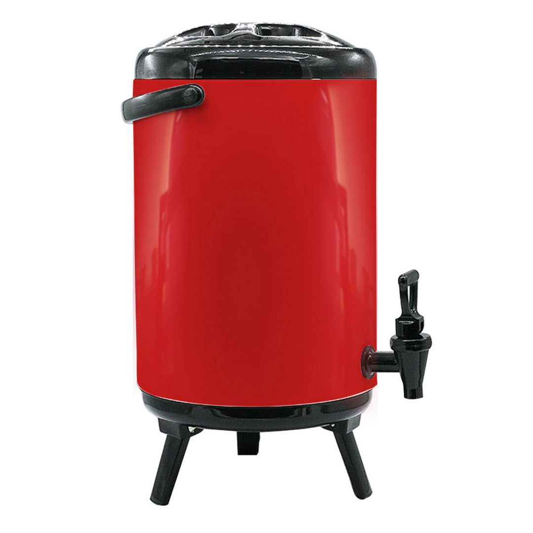 SOGA 10L Stainless Steel Insulated Milk Tea Barrel Hot and Cold Beverage Dispenser Container with Faucet Red