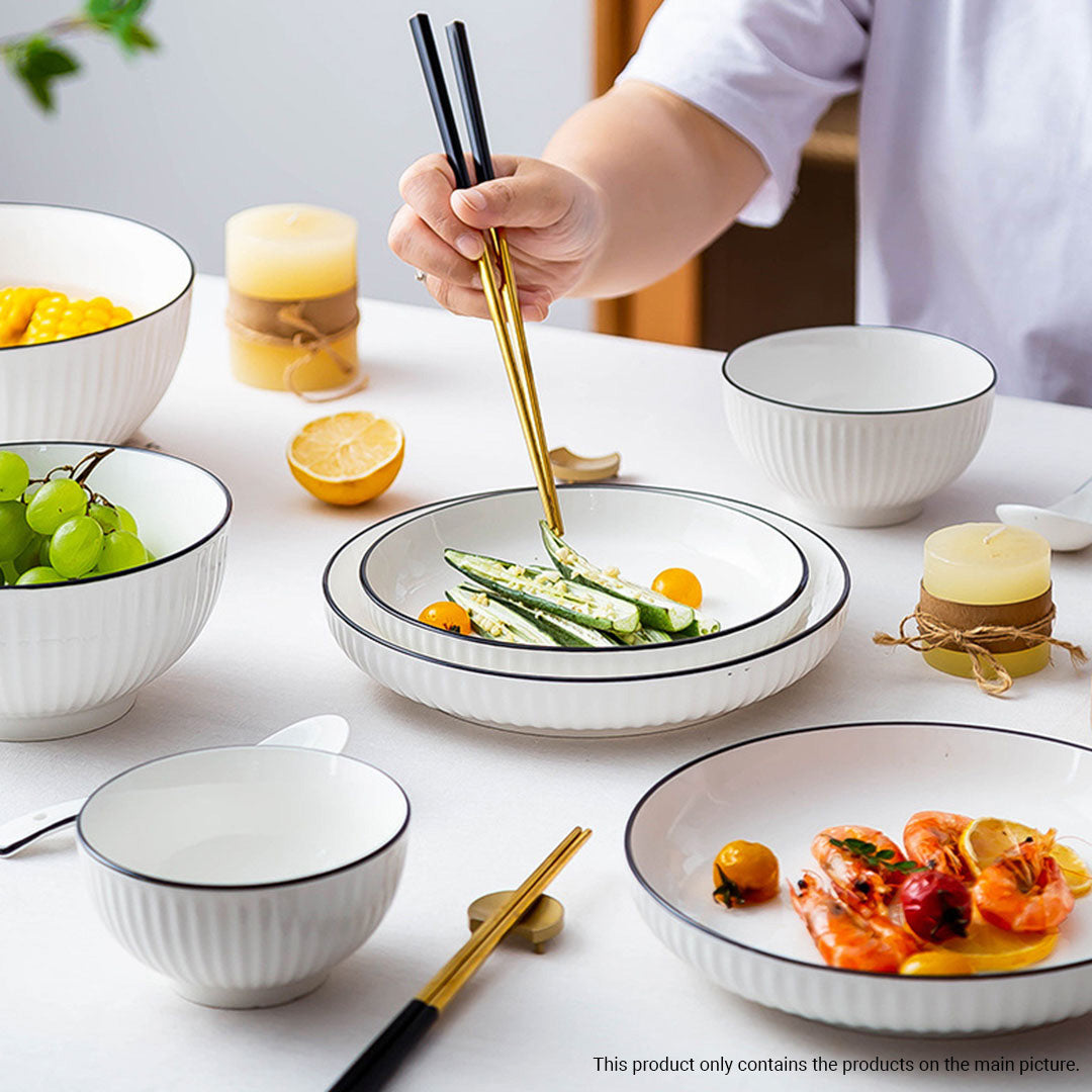 SOGA White Japanese Style Ceramic Dinnerware Crockery Soup Bowl Plate Server Kitchen Home Decor Set of 6