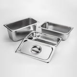 SOGA Gastronorm GN Pan Full Size 1/3 GN Pan 10cm Deep Stainless Steel Tray With Lid