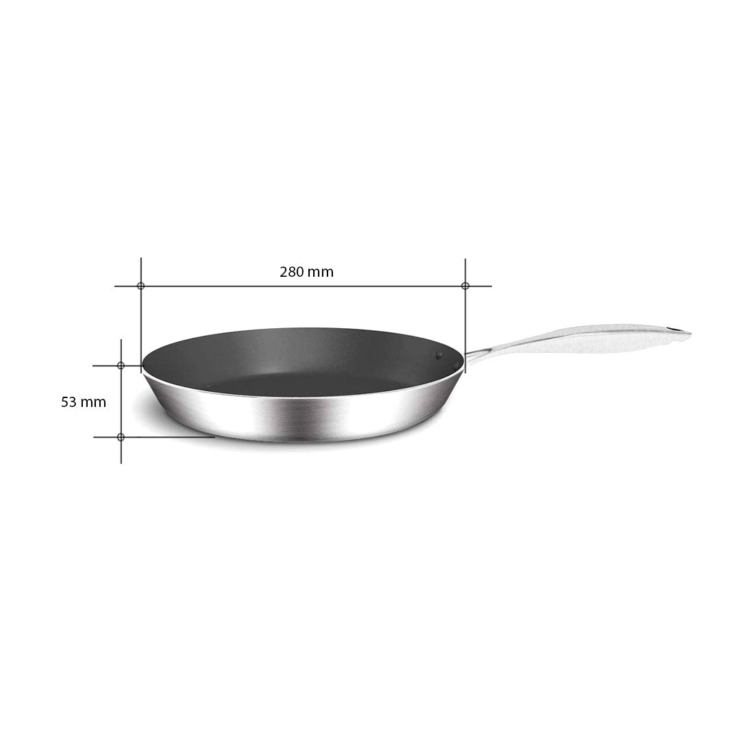 SOGA Stainless Steel Fry Pan 28cm Frying Pan Induction FryPan Non Stick Interior