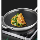 SOGA 2X 18/10 Stainless Steel Fry Pan 32cm Frying Pan Top Grade Non Stick Interior Skillet with Helper Handle and Lid