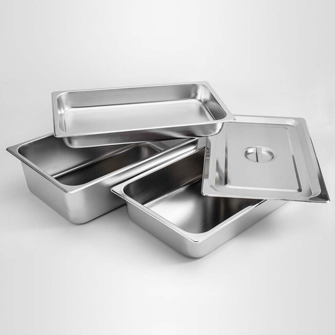 SOGA 2X Gastronorm GN Pan Full Size 1/1 GN Pan 15cm Deep Stainless Steel Tray With Lid