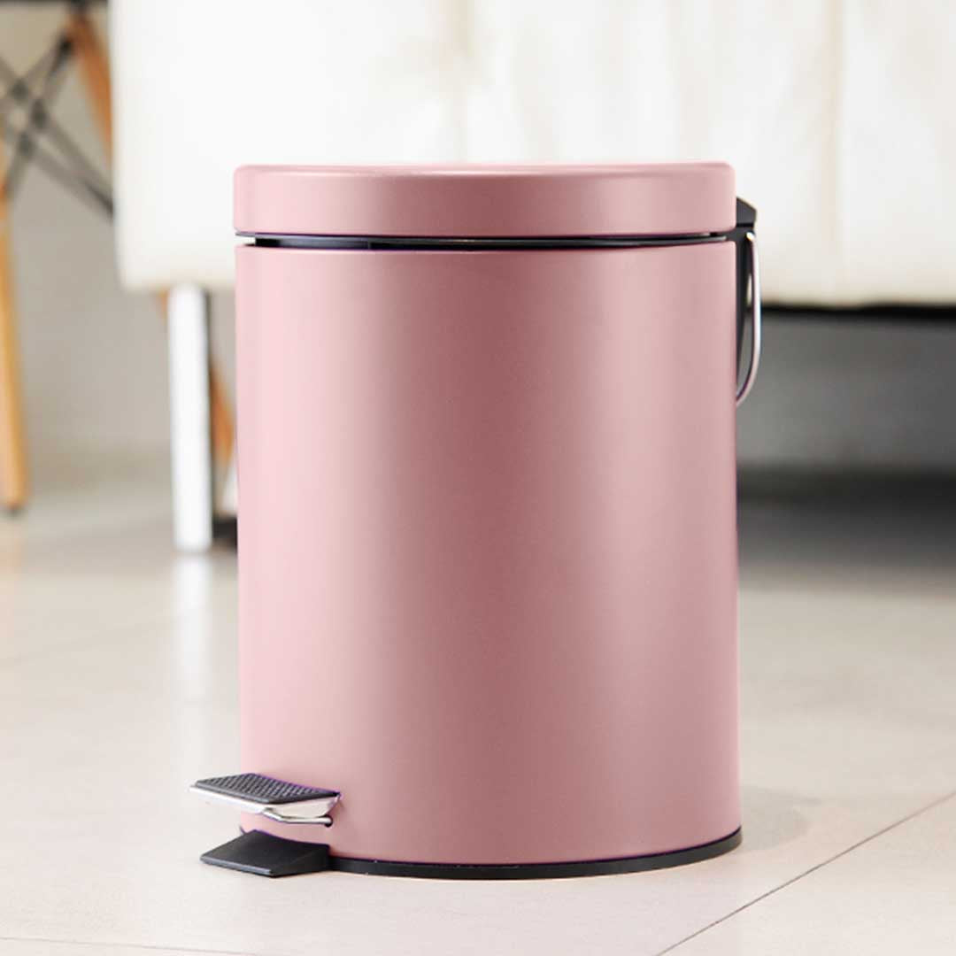 SOGA 2X 12L Foot Pedal Stainless Steel Rubbish Recycling Garbage Waste Trash Bin Round Pink