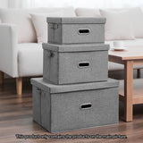 SOGA Grey Super Large Foldable Canvas Storage Box Cube Clothes Basket Organiser Home Decorative Box