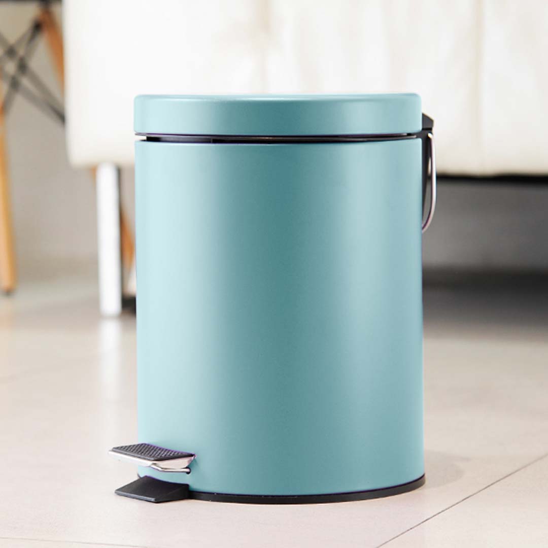 SOGA 4X 7L Foot Pedal Stainless Steel Rubbish Recycling Garbage Waste Trash Bin Round Blue