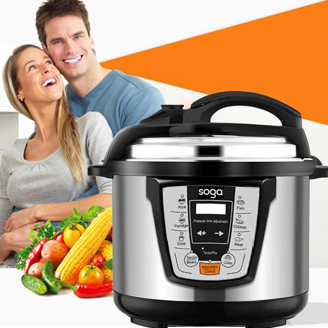 SOGA 2X Electric Stainless Steel Pressure Cooker 10L 1600W Multicooker 16