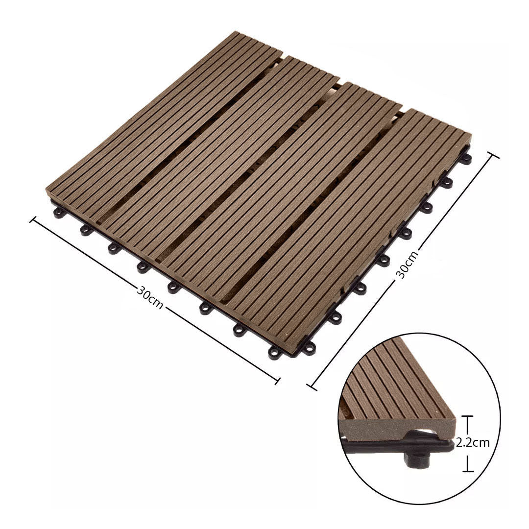 SOGA 2X 11 pcs Dark Chocolate DIY Wooden Composite Decking Tiles Garden Outdoor Backyard Flooring Home Decor