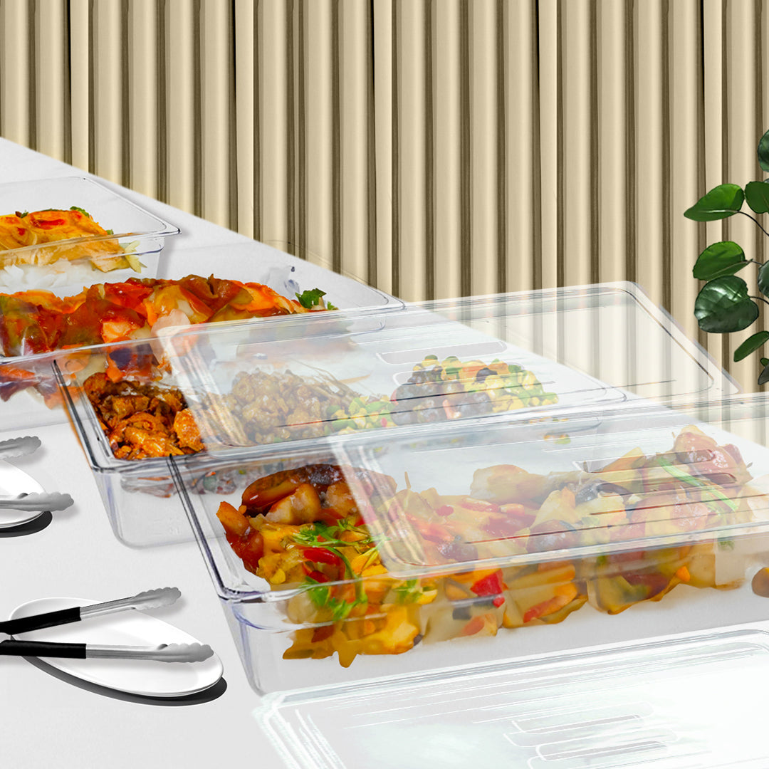 SOGA 100mm Clear Gastronorm GN Pan 1/2 Food Tray Storage Bundle of 6 with Lid