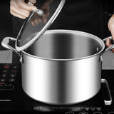 SOGA 2X 26cm Stainless Steel Soup Pot Stock Cooking Stockpot Heavy Duty Thick Bottom with Glass Lid