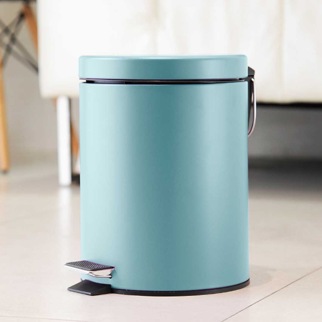 SOGA 2X 7L Foot Pedal Stainless Steel Rubbish Recycling Garbage Waste Trash Bin Round Blue