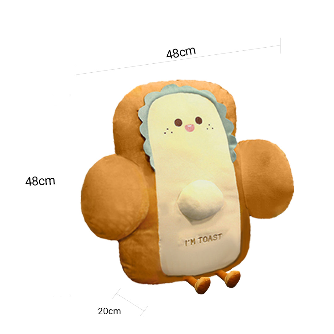 SOGA 2X 48cm Smiley Face Toast Bread Cushion Stuffed Car Seat Plush Cartoon Back Support Pillow Home Decor