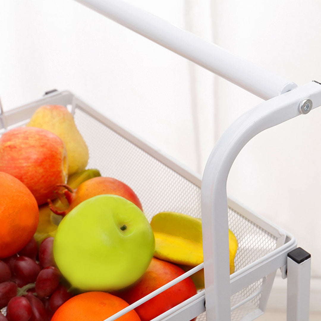 SOGA 3 Tier Steel White Adjustable Kitchen Cart Multi-Functional Shelves Portable Storage Organizer with Wheels