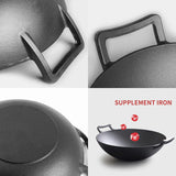 SOGA 2X 32cm Commercial Cast Iron Wok FryPan Fry Pan with Double Handle