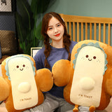 SOGA 48cm Smiley Face Toast Bread Cushion Stuffed Car Seat Plush Cartoon Back Support Pillow Home Decor