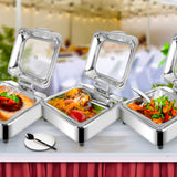 SOGA Stainless Steel Square Chafing Dish Tray Buffet Cater Food Warmer Chafer with Top Lid