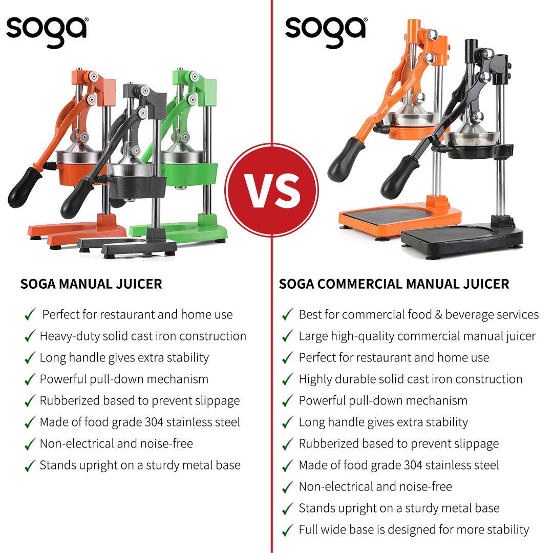 SOGA Commercial Manual Juicer Hand Press Juice Extractor Squeezer Orange Citrus Yellow