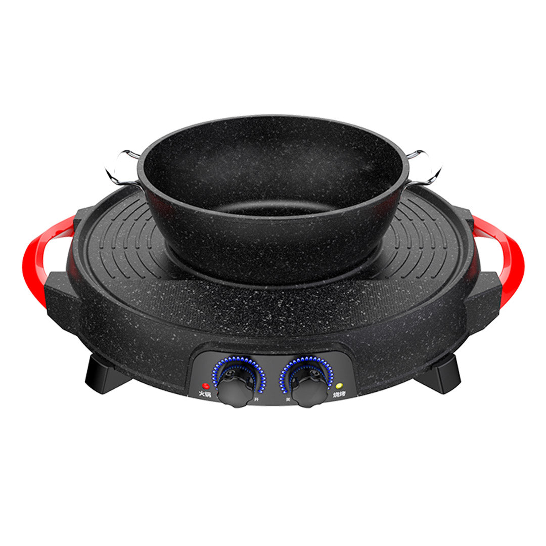 SOGA 2X 2  in 1 Electric Stone Coated Teppanyaki Grill Plate Steamboat Hotpot