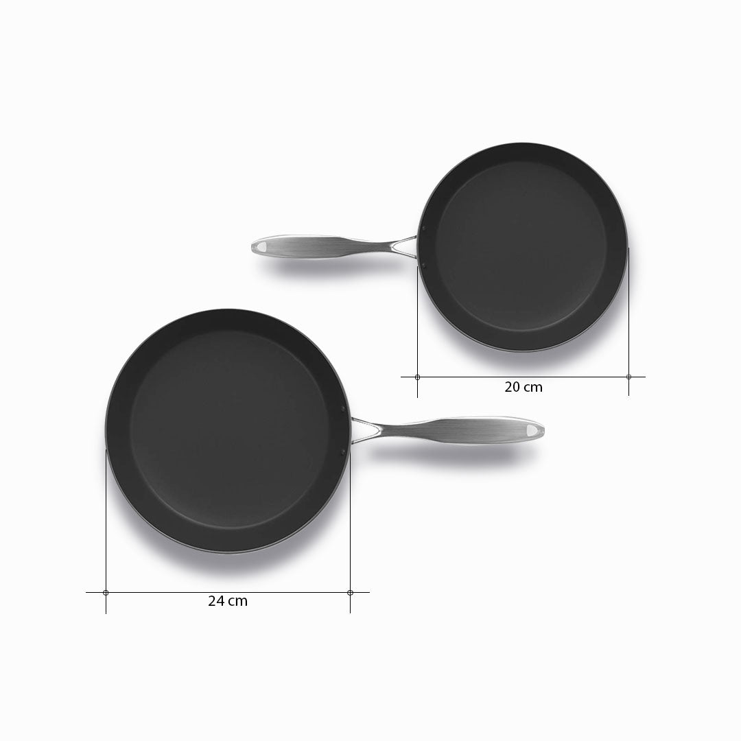 SOGA Stainless Steel Fry Pan 20cm 24cm Frying Pan Induction Non Stick Interior