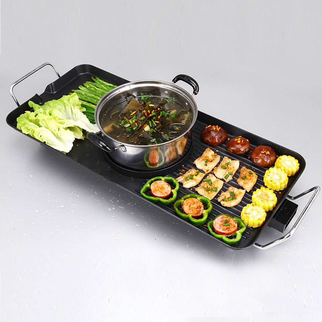 SOGA 2X Electric Steamboat Asian Hot Pot Soup Maker Fondue Teppanyaki Hotpot Grill