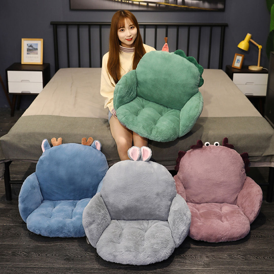 SOGA 2X Green Dino Shape Cushion Soft Leaning Bedside Pad Sedentary Plushie Pillow Home Decor