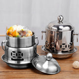 SOGA 2X Stainless Steel Mini Asian Buffet Hot Pot Single Person Shabu Alcohol Stove Burner with Lid