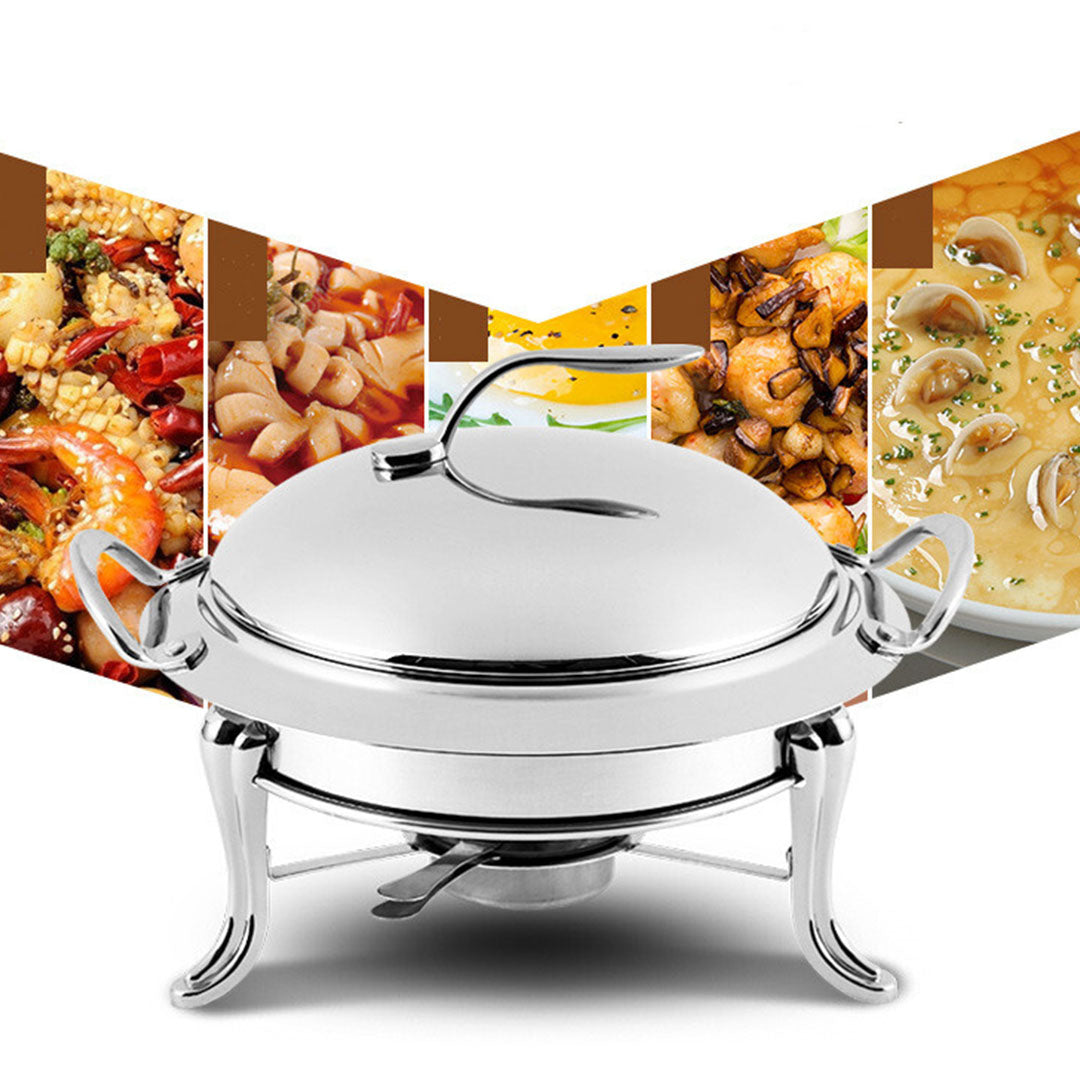 SOGA 4X Stainless Steel Gold Accents Round Buffet Chafing Dish Cater Food Warmer Chafer with Glass Top Lid