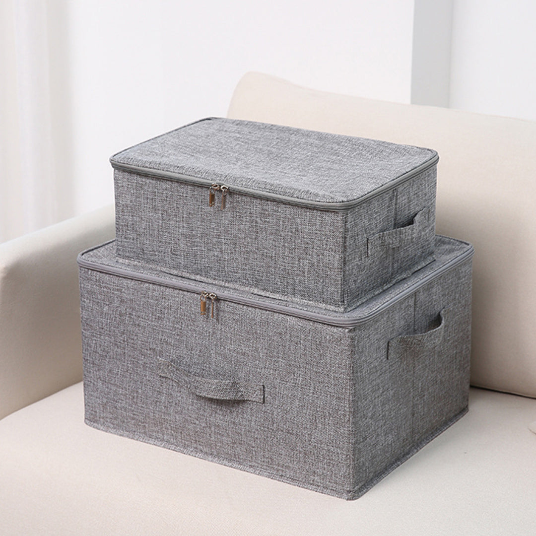 SOGA 2X Grey Small Portable Double Zipper Storage Box Moisture Proof Clothes Basket Foldable Home Organiser