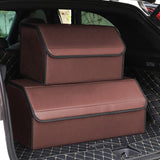 SOGA 4X Leather Car Boot Collapsible Foldable Trunk Cargo Organizer Portable Storage Box Coffee Medium