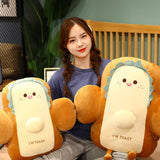 SOGA 48cm Cute Face Toast Bread Cushion Stuffed Car Seat Plush Cartoon Back Support Pillow Home Decor