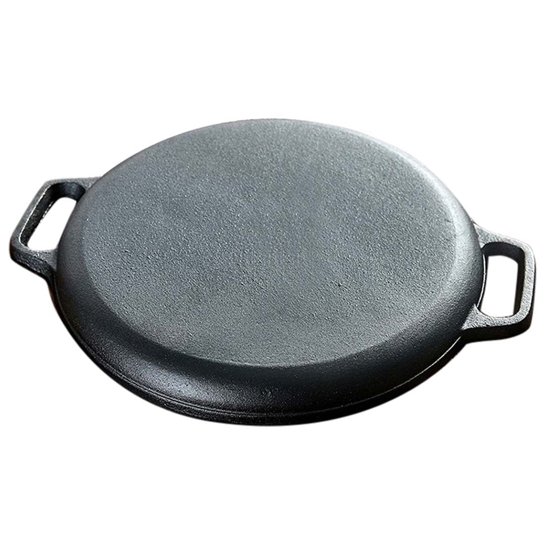 SOGA Dual Burners Cooktop Stove 30cm Cast Iron Skillet and 34cm Induction Crepe Pan Cookware