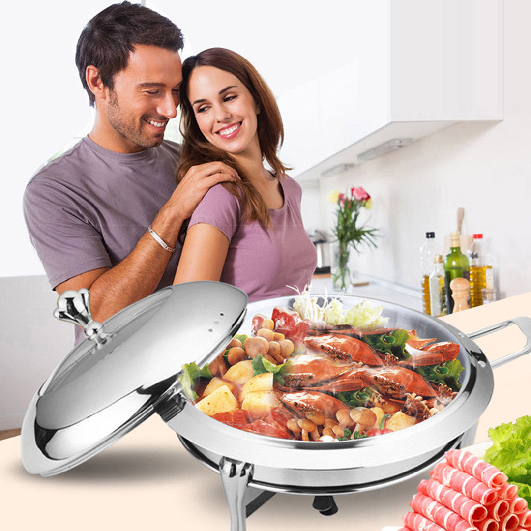 SOGA 4X Stainless Steel Round Buffet Chafing Dish Cater Food Warmer Chafer with Glass Top Lid