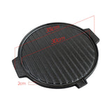 SOGA 2X 30CM Round Cast Iron Korean BBQ Grill Plate with Handles and Drip Lip