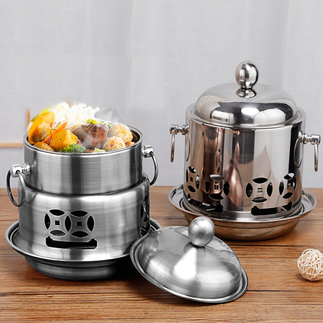 SOGA 4X Stainless Steel Mini Asian Buffet Hot Pot Single Person Shabu Alcohol Stove Burner with Lid