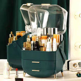 SOGA 29cm Green Countertop Makeup Cosmetic Storage Organiser Skincare Holder Jewelry Storage Box with Handle