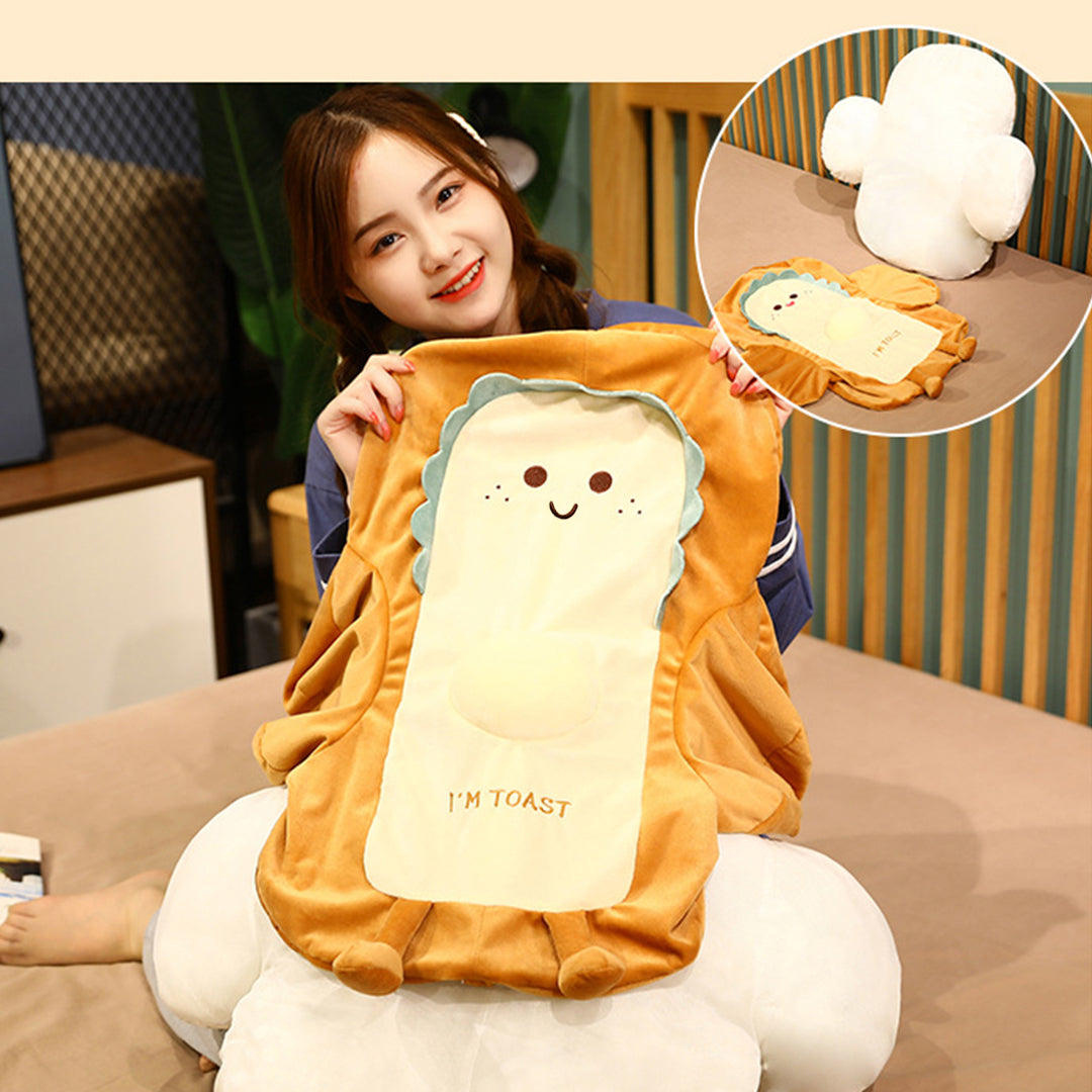 SOGA 58cm Cute Face Toast Bread Cushion Stuffed Car Seat Plush Cartoon Back Support Pillow Home Decor