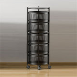 SOGA 5 Tier Steel Round Rotating Kitchen Cart Multi-Functional Shelves Portable Storage Organizer with Wheels