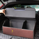 SOGA Leather Car Boot Collapsible Foldable Trunk Cargo Organizer Portable Storage Box Coffee Medium