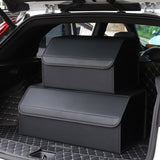 SOGA 2X Leather Car Boot Collapsible Foldable Trunk Cargo Organizer Portable Storage Box Black Medium