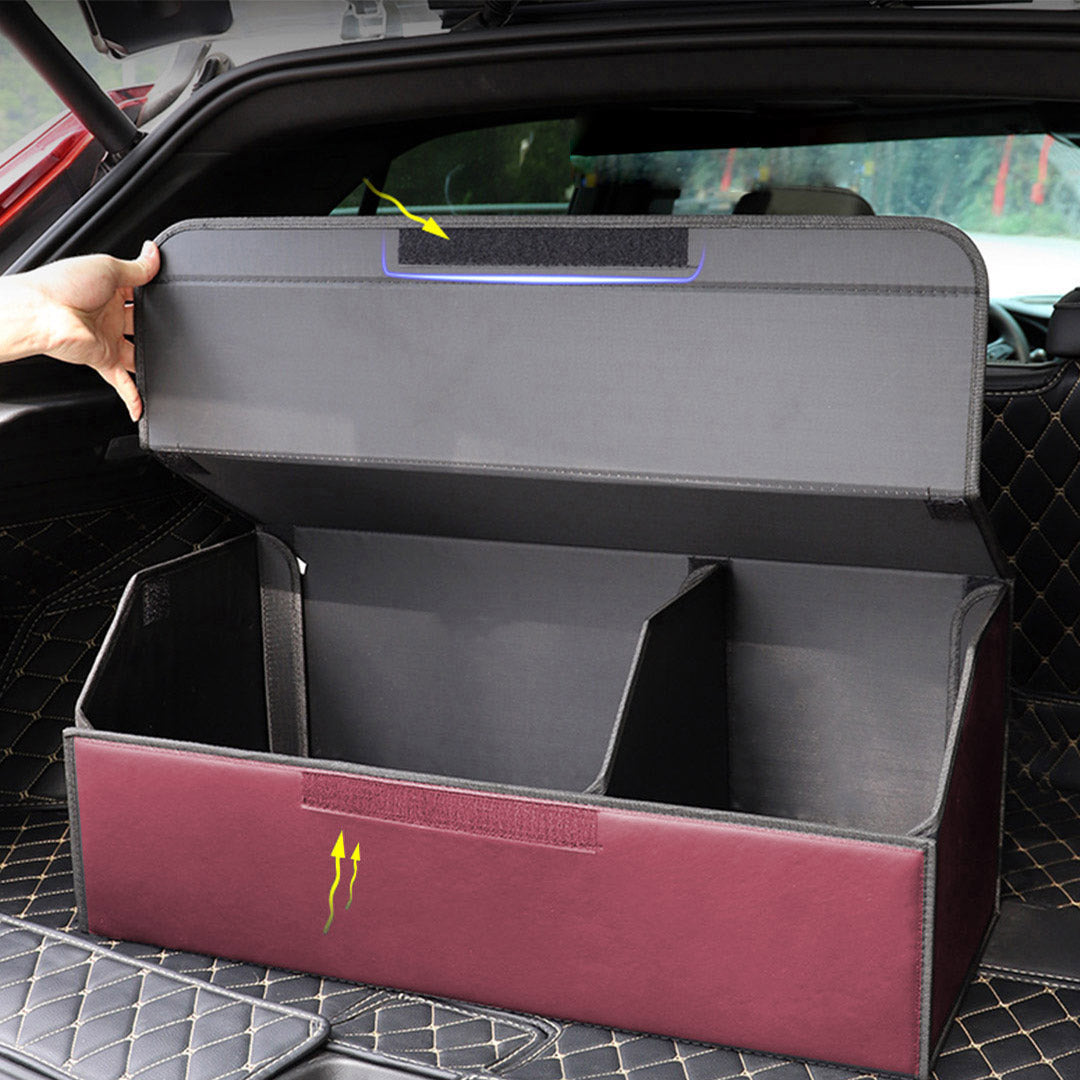 SOGA 4X Leather Car Boot Collapsible Foldable Trunk Cargo Organizer Portable Storage Box Red Medium