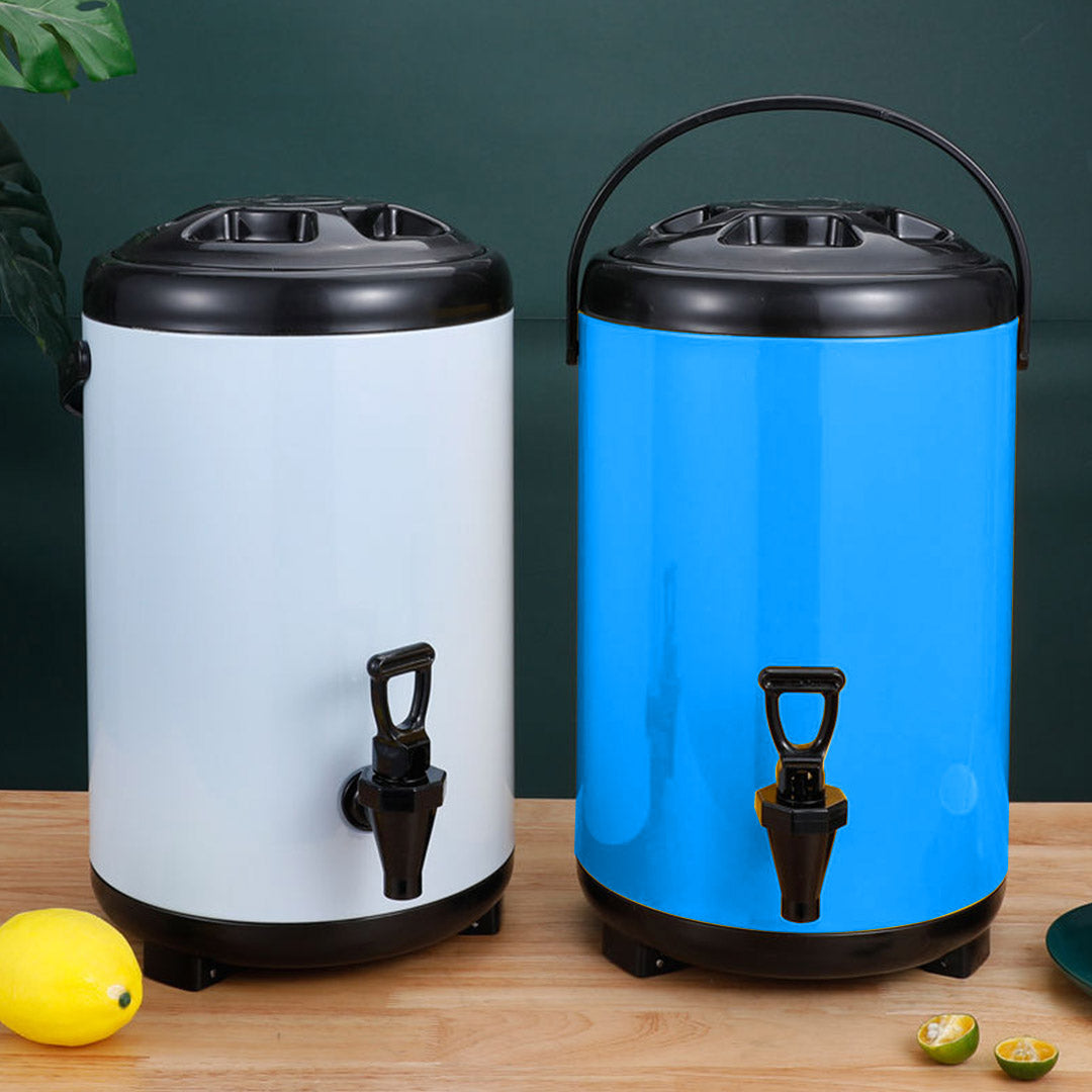 SOGA 2X 8L Stainless Steel Insulated Milk Tea Barrel Hot and Cold Beverage Dispenser Container with Faucet Blue