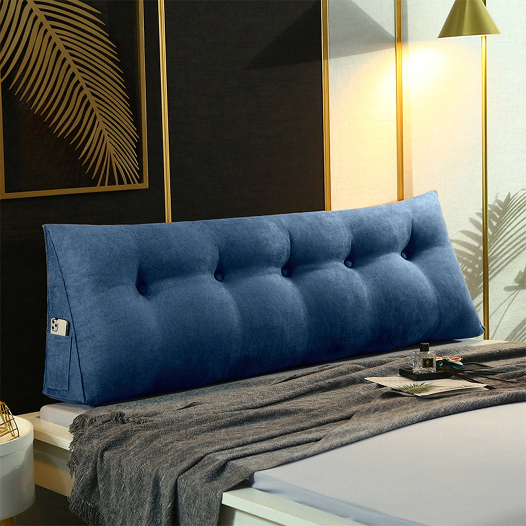 SOGA 120cm Blue Triangular Wedge Bed Pillow Headboard Backrest Bedside Tatami Cushion Home Decor