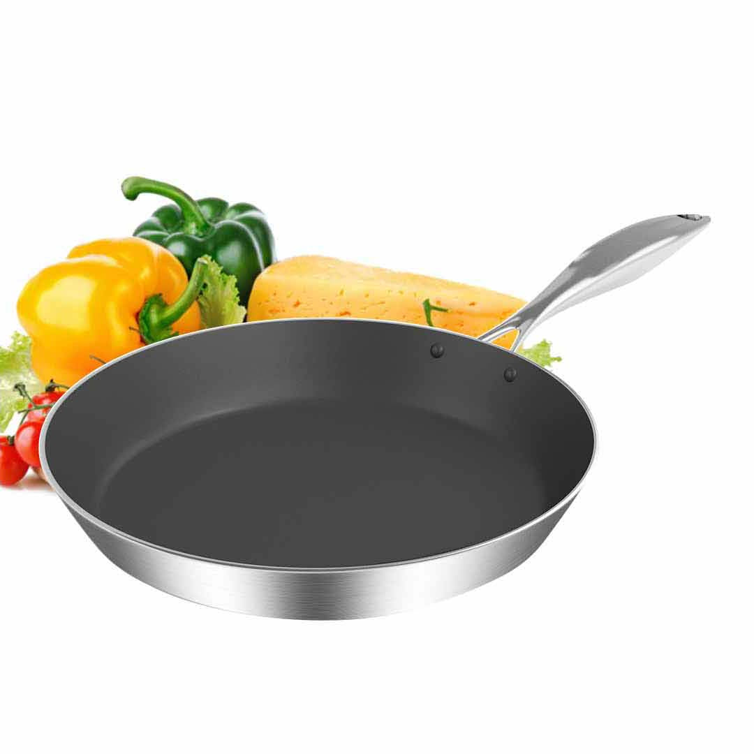 SOGA 4X Stainless Steel Fry Pan Frying Pan Induction FryPan Non Stick Interior Skillet