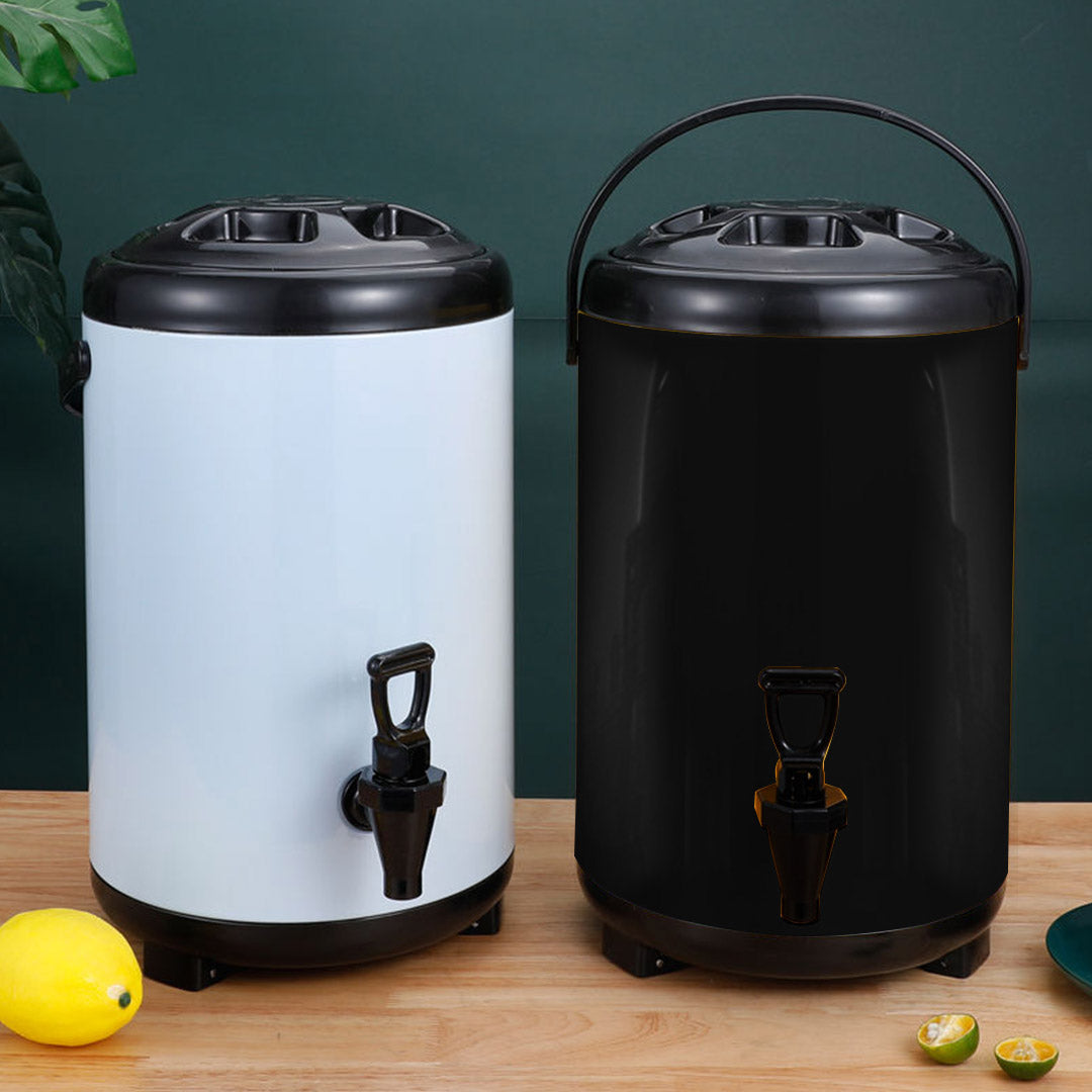 SOGA 2X 16L Stainless Steel Insulated Milk Tea Barrel Hot and Cold Beverage Dispenser Container with Faucet Black